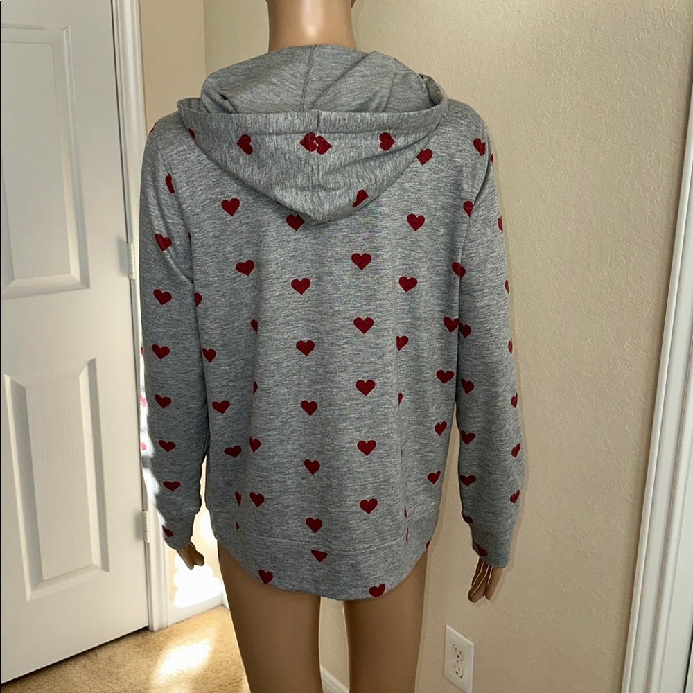 Style & Co. Gray Hoodie with Red Heart Pattern Size M. - Picture 9 of 16